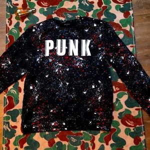 punk royal paint splatter crewneck sweatshirt XL